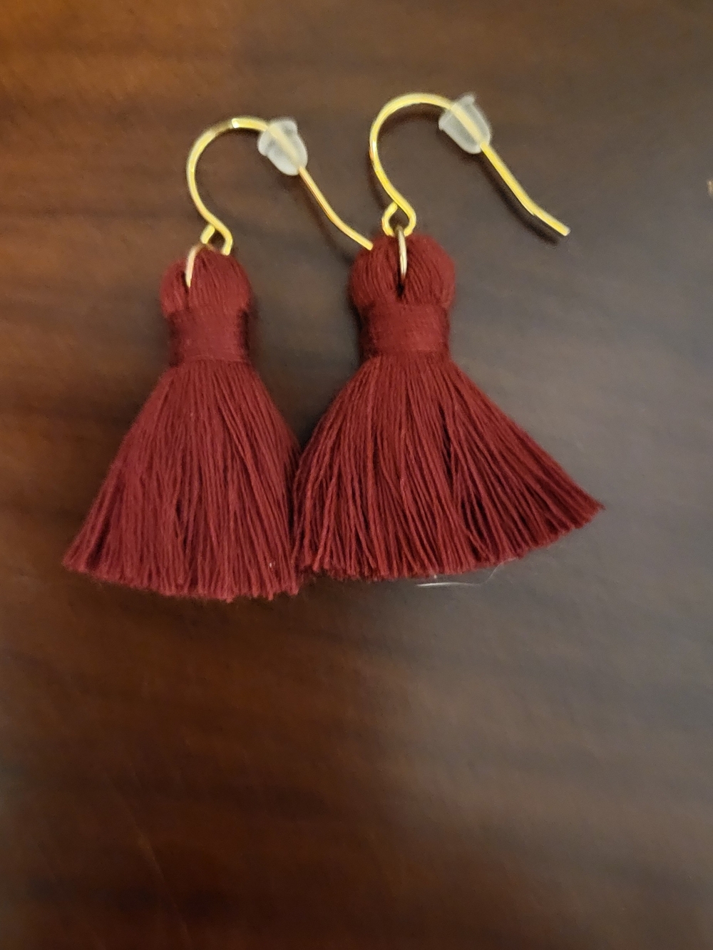Maroon Tassel Earrings With Gold Hooks - Women Jewelry
